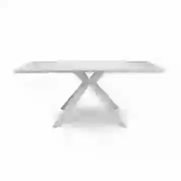 White Marble/Grey Vein Effect Fixed and Extending Dining Table 160CM – 200CM